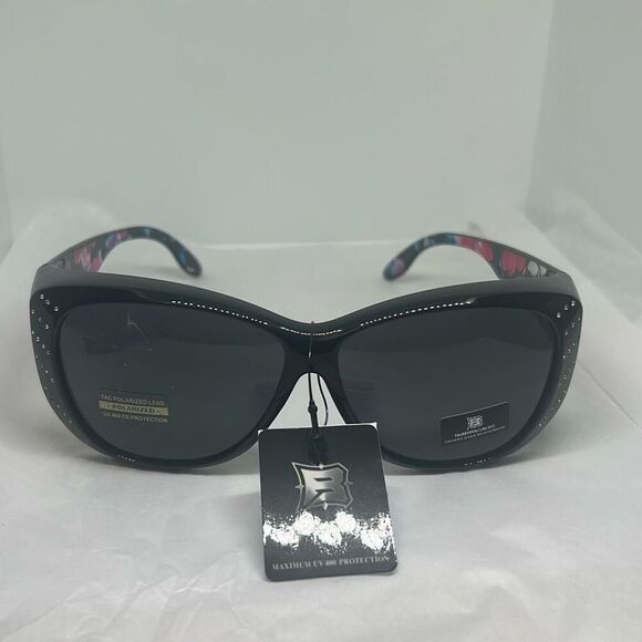 Barricade PZ-BAR617 Women’s Sunglasses – Floral Rhinestone Detail | Butterfly Ov - Picture 3 of 3